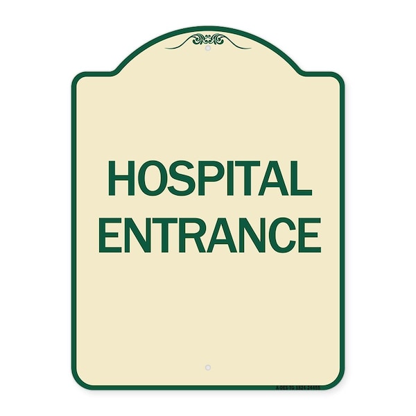 Designer Series Hospital Entrance, Tan & Green Heavy-Gauge Aluminum Sign, 24" x 18", TG-1824-24455